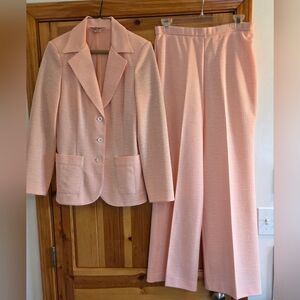Vtg 60's/70's Koret Of California 2-pc Pant (12) Jacket (10) Pantsuit Peach Pink